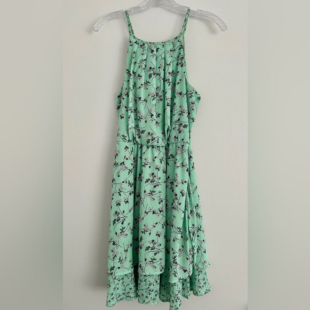 🌸 Blue Rain Mint Green Floral Sleeveless Dress 🌸